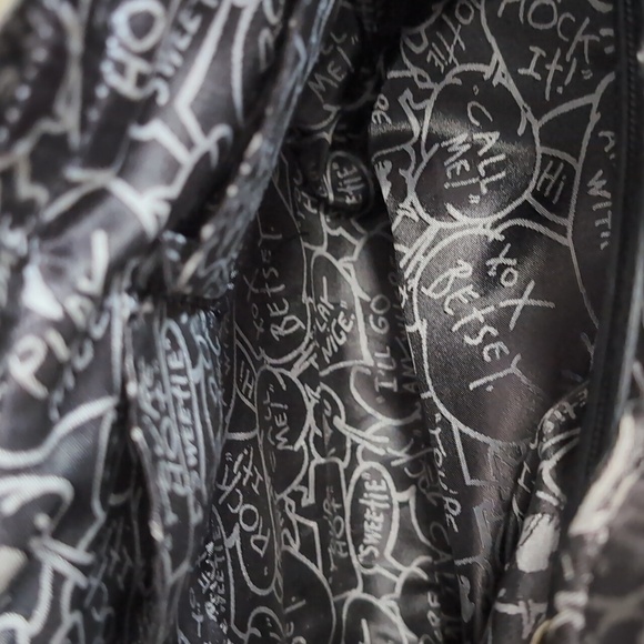 Betsey Johnson Quilted Hearts Faux Leather Tote Bag with Cross Strap - Picture 3 of 5